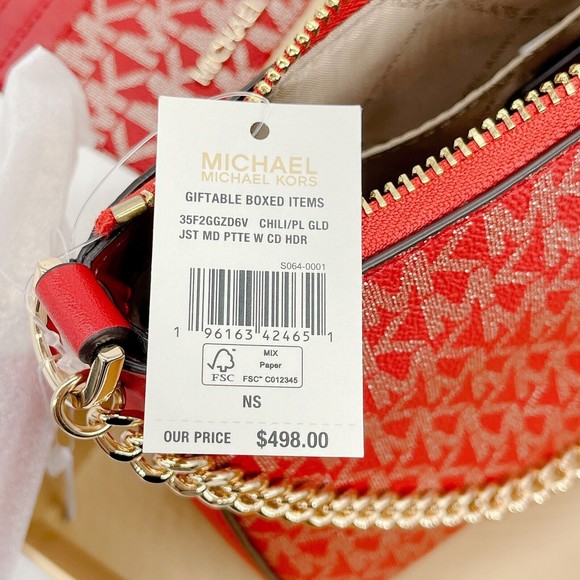 Bundle Michael Kors Red Giftable Boxed Xbody Xmas Gift Bag Wallet Set NWT $616 - Picture 3 of 10